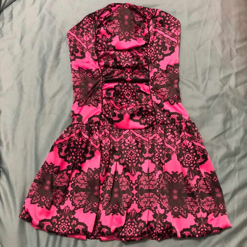 Pink/Black Strapless Dress